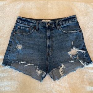 Abercrombie & Fitch Ripped Blue Jean Shorts